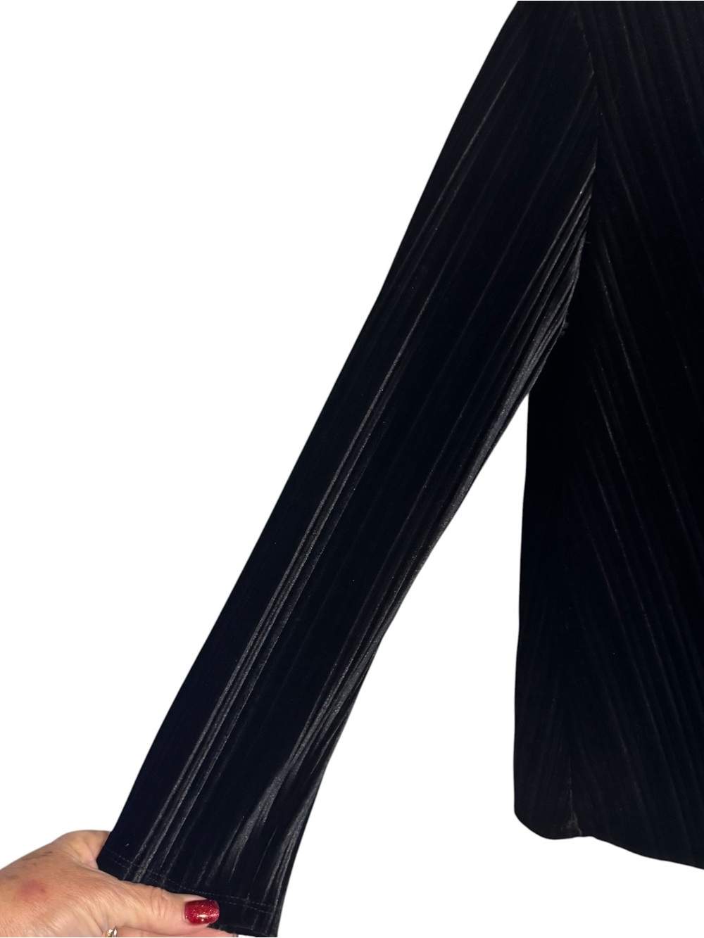 J. Jill GORGEOUS Black Velvet/Velour Long-Sleeve Ribbed Top LARGE/PETITE #U - Picture 3 of 6